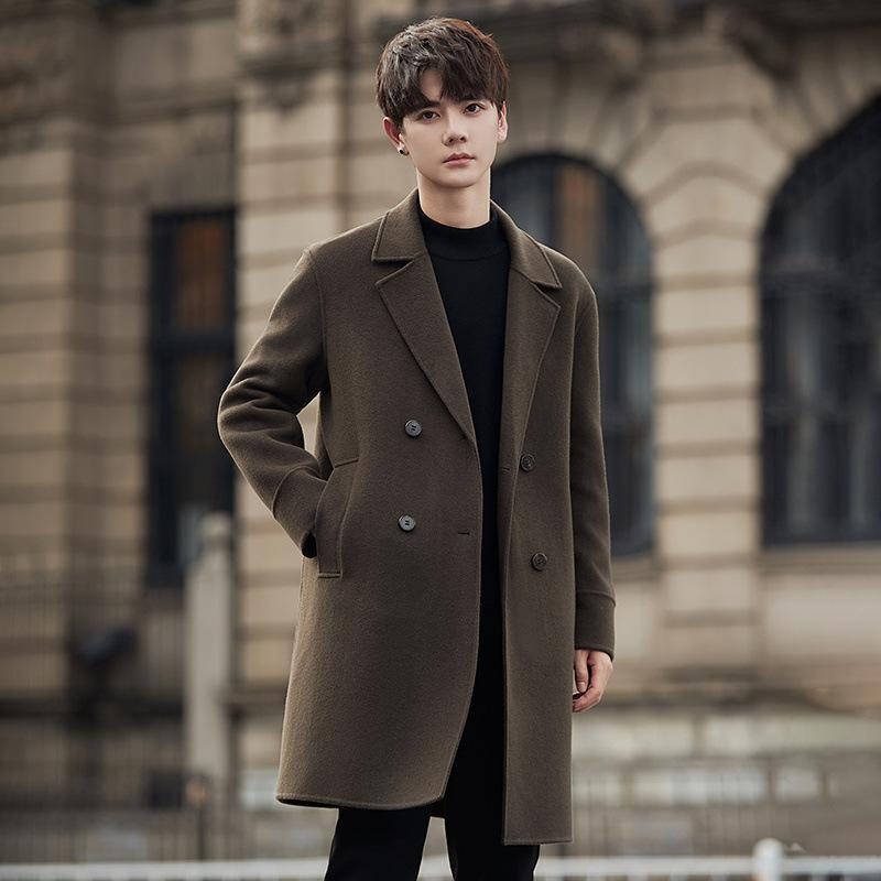 Double-sided coat men's autumn and winter double-breasted buttons medium and long clothes men's wool coat coat