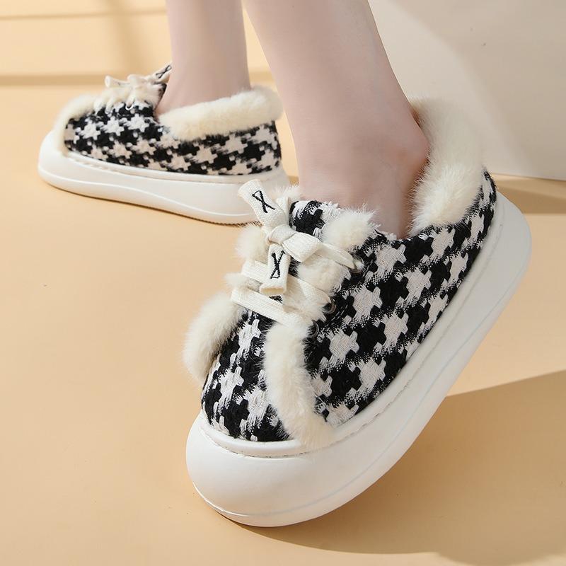 Snow Boots Bag Heel Women's Indoor and Outdoor Fleece Thick-soled Non-slip Warm Couple Fluffy Cotton Shoes Non-slip Fleece