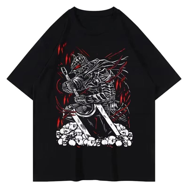 Summer Men's Clothing Anime Berserk Print Graphic T Shirts Y2k Clothes Cotton Women's Short Sleeve Tee Tops Harajuku