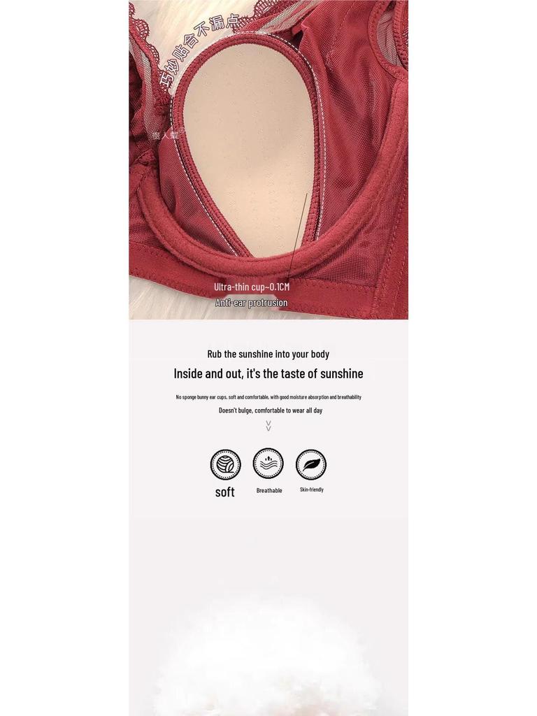 High-End Satin Plus Size Anti-Sagging Bra with Side Support