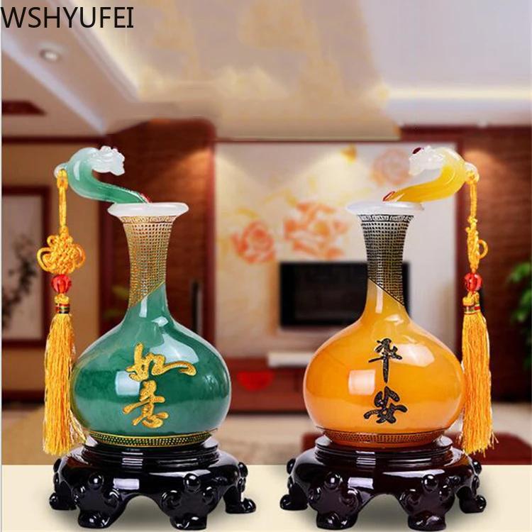New Resin Peace Ruyi Vase Decoration Lucky Gift Living Room Study Office Desktop Decoration Decoration Opening Christmas Gift