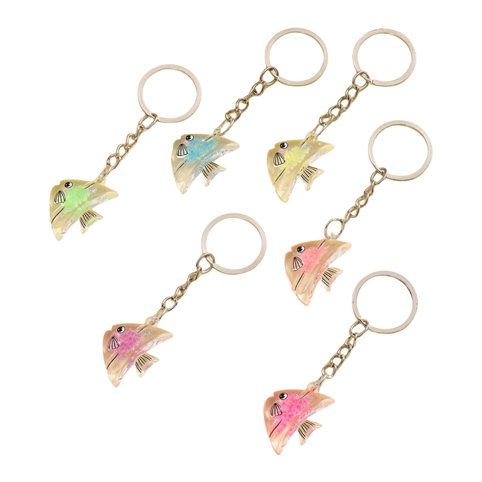 

Набор из 6 светящихся в темноте брелоков в виде рыбок, брелоков в виде морских существ, подвесок из смолы, аксессуаров для сумок