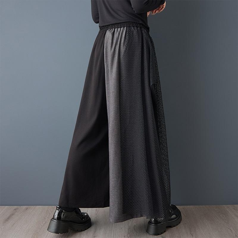 Übergröße Schwarz Baumwolle Spitze Vintage Patchwork Hohe Taille Lässig Locker Frühling Herbst Weites Bein Hose Damen Hose