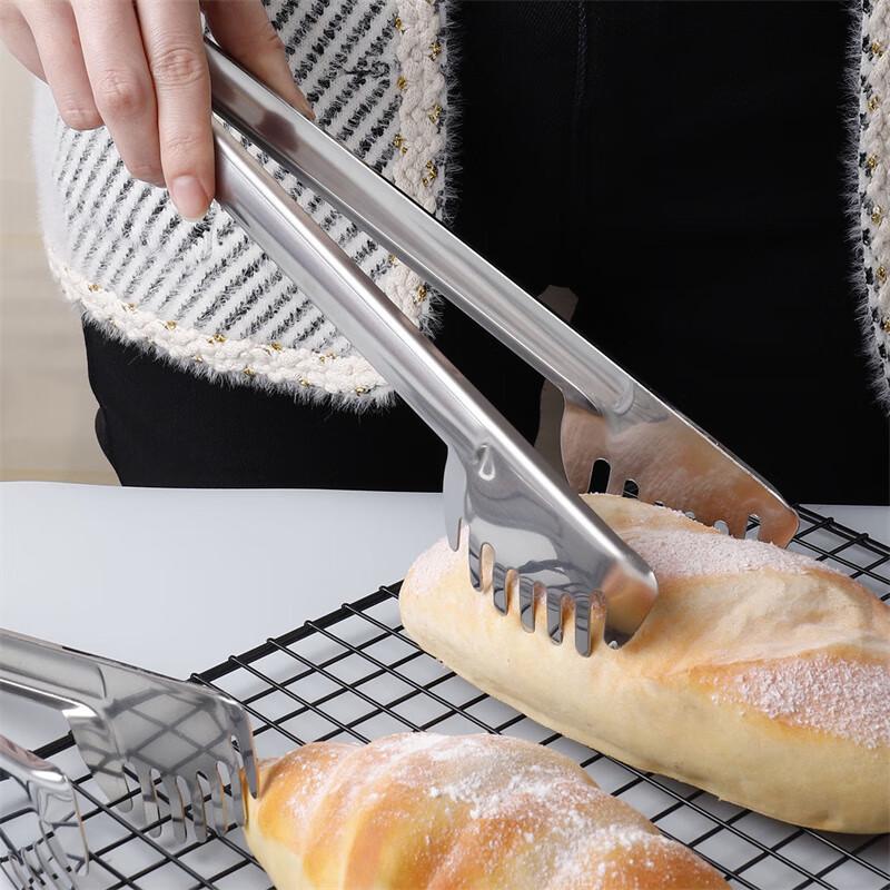 Thickened Stainless Steel Double-Tooth Food Tongs