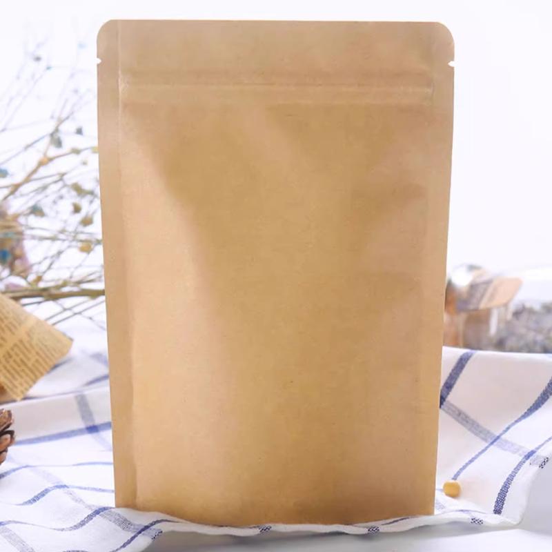 Kraft Paper Tea Packaging Pouch Multi Size Self Sealing Sack Aluminum Plated Self-supporting Bag Zero Food Nut Packaging Sub Packaging Sealed Bag