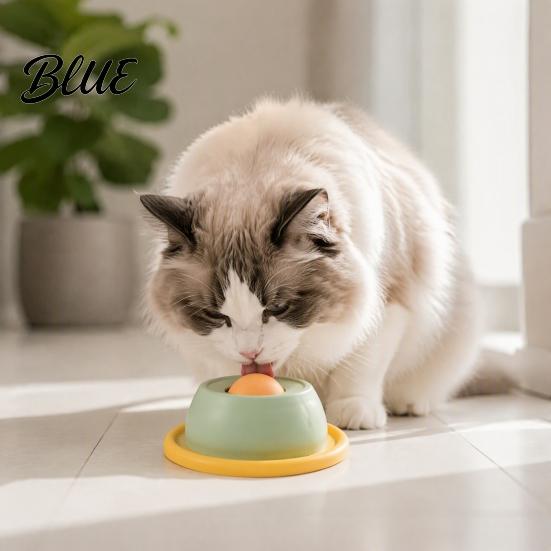 Antislip Voerbak voor Huisdieren bij Angst Langzame Likkom Interactieve Kom met Draaiende Bal Kat Natvoer Slip Hond Orbitaal Ontwerp Yoghurt Bottenbouillon