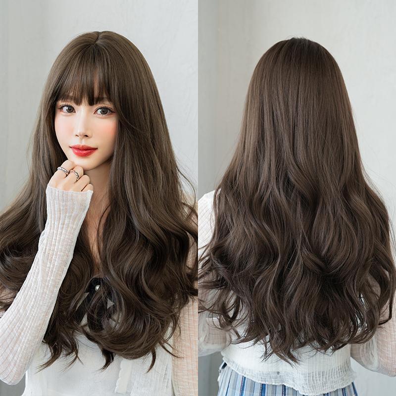 Professional  WIGS Long Body Wavy Sakura Pink Wig for Sweet Girl High Density Synthetic Loose Curly Hair Wig with Bangs Beginner Friendly