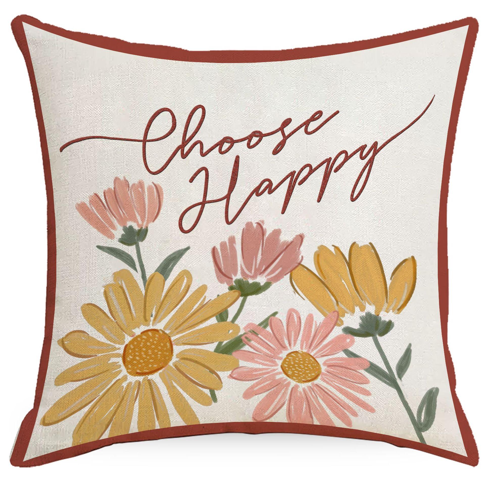 Летняя наволочка с ромашками, для гостиной, дивана, спальни, спинки, односторонняя, льняная, желтая, маленькая, свежая, простая наволочка 45 * 45Cm