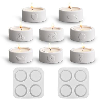 4 Herz Silikonform für DIY Kerzenhalter Basteln Zylinderform Form mit Spiegelglanz für Heimdekoration
