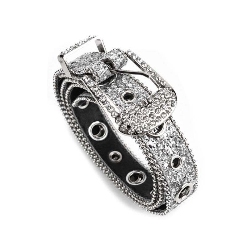 Teens Full Sequins Belt for Jeans Adjustable Pin Buckle Waist Belt Rhinestone Buckle Wide Waist Belt Ladies Skirt Belt