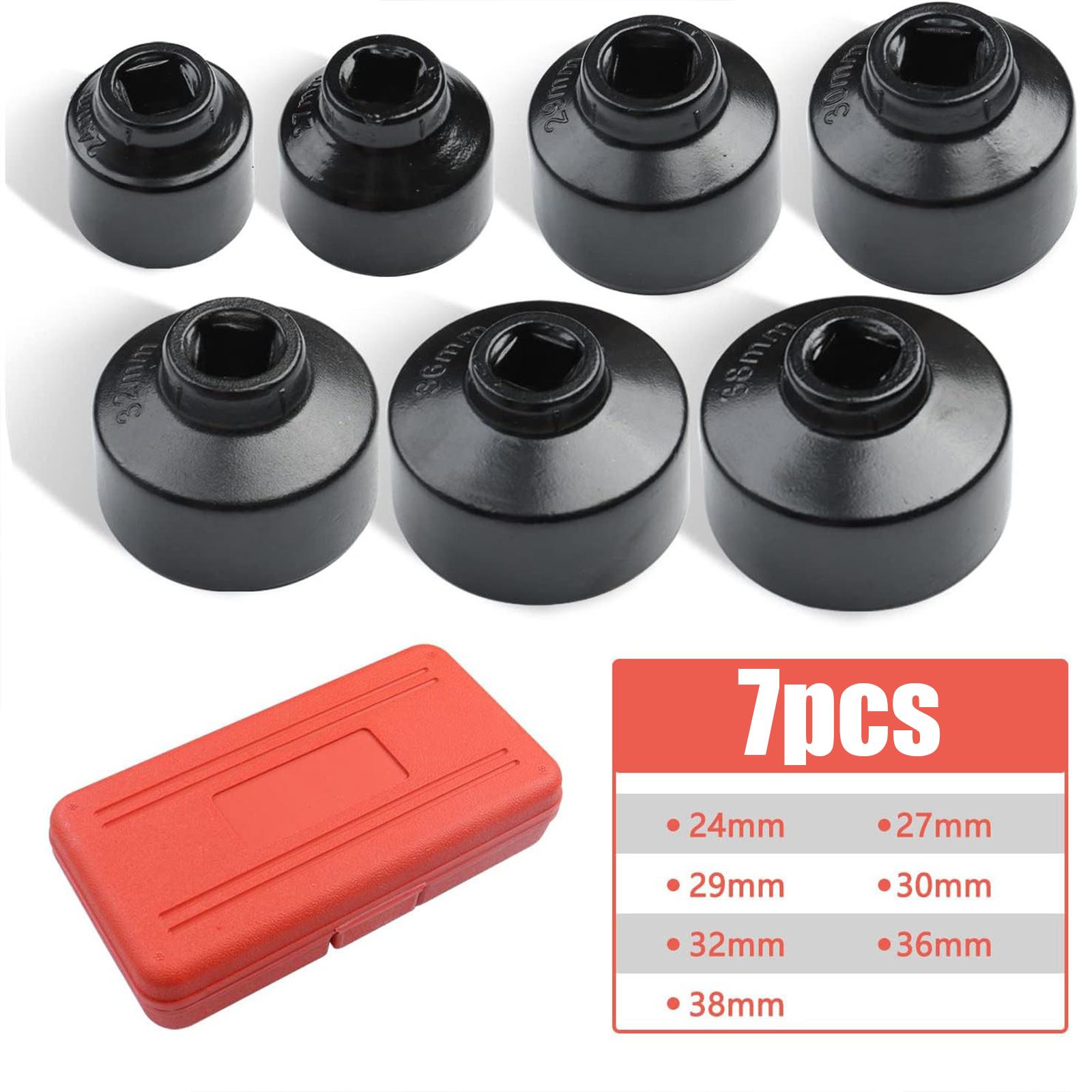 Oil Filter Socket Set Includes 24mm,27mm,29mm,30mm,32mm,36mm,38mm. 7-Piece Oil Filter Wrench Set 7 PCS