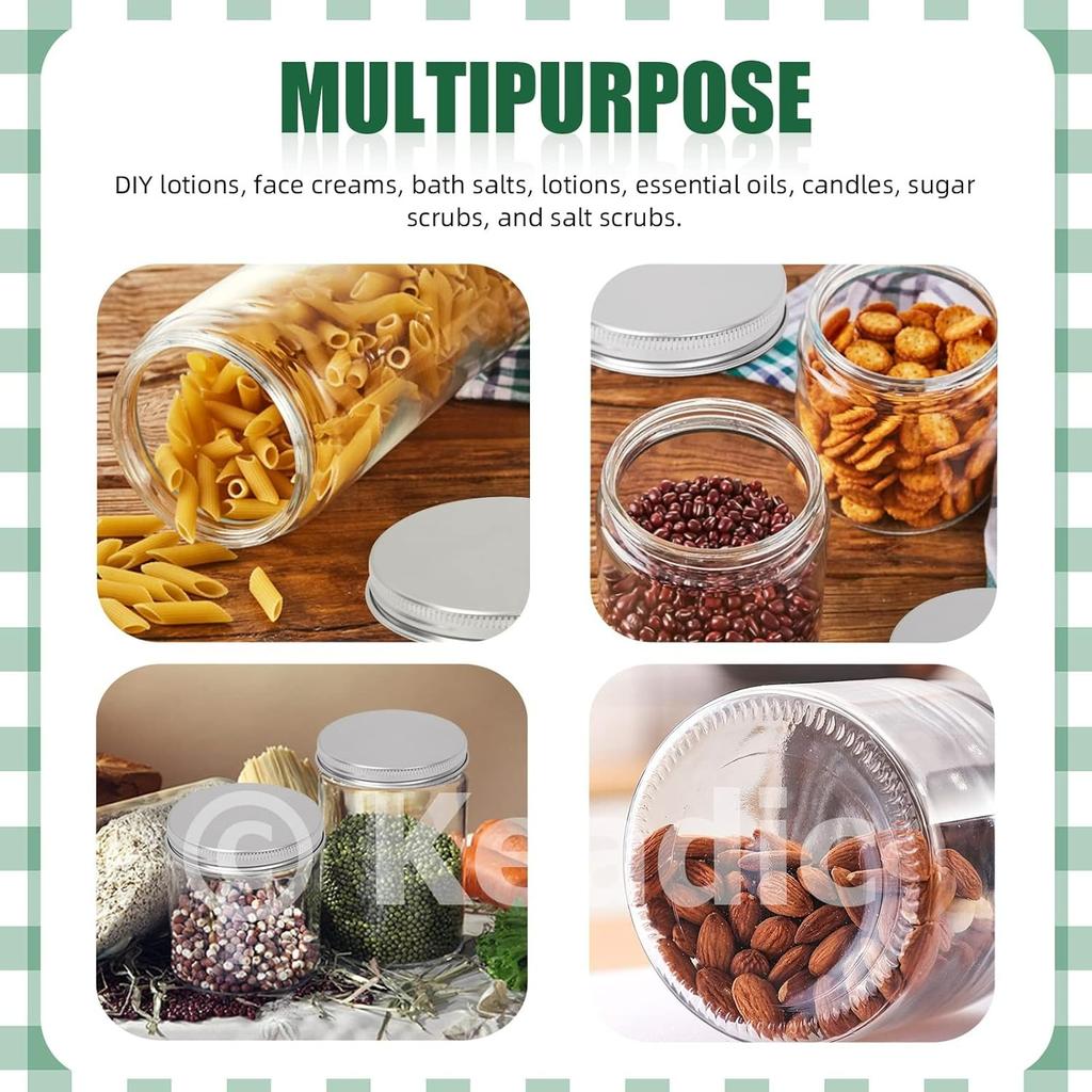 15 Pcs 60ml/2oz Glass Jars with Lids Assortment Set,Mini Round Airtight Canning Sample Jars with Silver Lids,Tiny Makeup Containers Empty Cosmetic