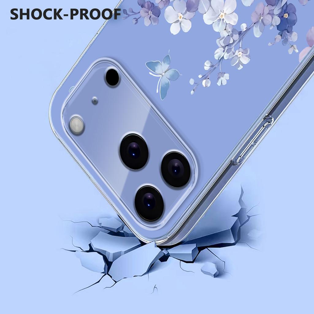 For iPhone 17 Pro Case Butterfly Floral Pattern Printing TPU Phone Back Cover