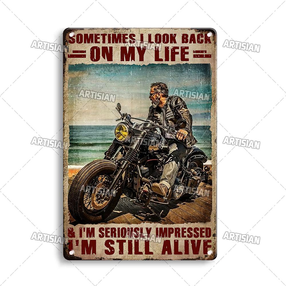 Artisian Motorcycle Metal Poster Motorbike Tin Plaque Racing Riding Decorative Plate Wall Decor Garage Bar Pub Club Hotel Cafe