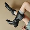Women's low-heeled boots autumn and winter new European and American thick-heeled large-size Roman medium boots