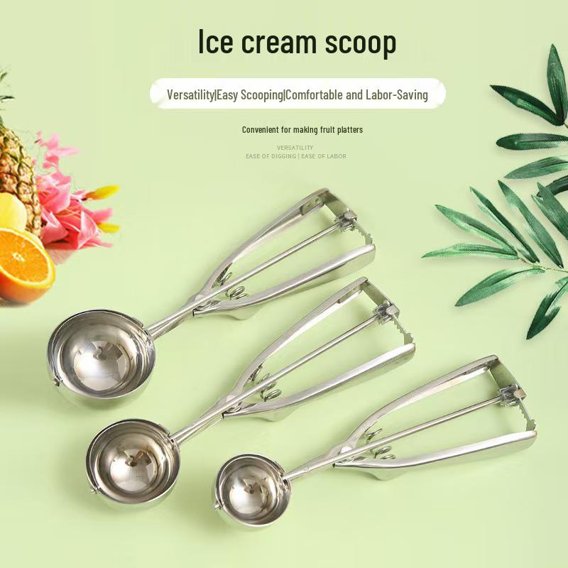 Stainless Steel Ice Cream Scoop & Spade – Customizable Fruit and Ice Cream Scooper 4cm Small серебряный