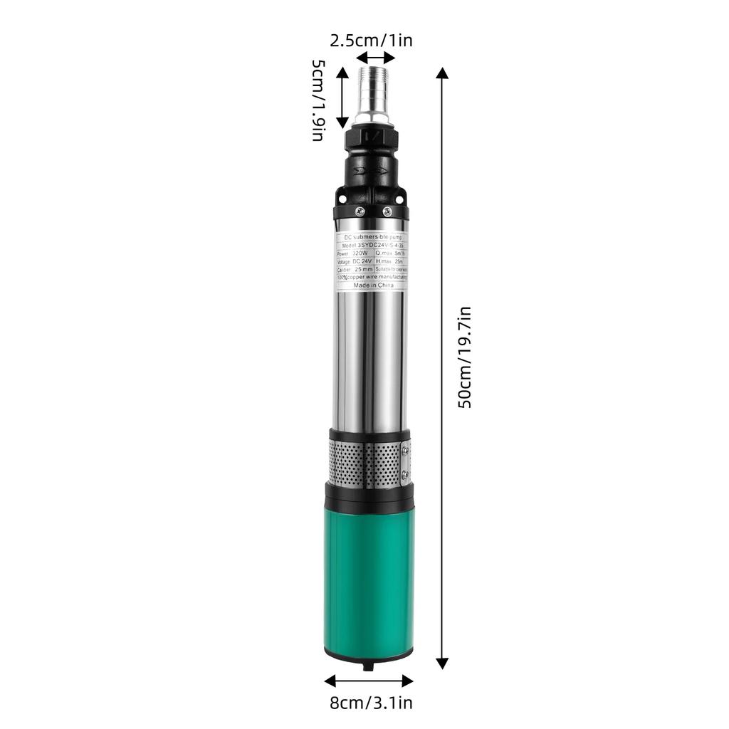 Electric Solar Powered Water Pump, 320W Deep Well Submersible Pump, Farm Ranch Irrigation Submersible Bore Hole Deep Well Pump