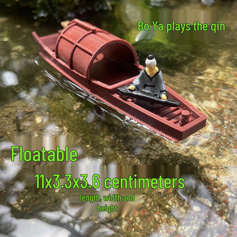 Floating Chinese Antique-Style Fishing Boat Model: Outdoor and Indoor Aquatic Landscape Decor