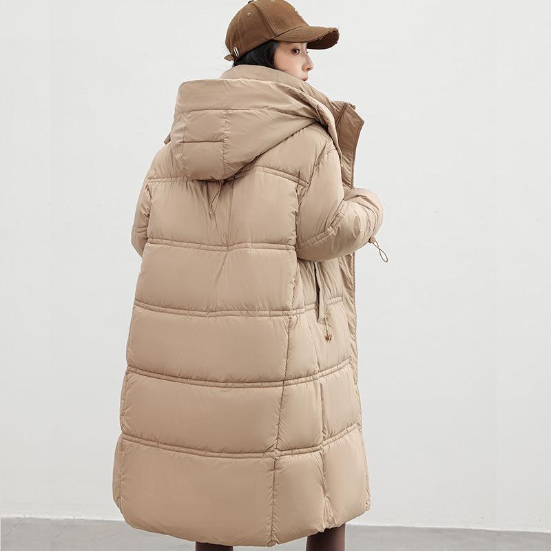 Medium and long bread clothes, down cotton clothes, women's new thickened hooded large pockets, loose large size cotton clothes.