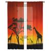 Afrikanische Tiere in der Savanne, transparente Vorhänge für Wohnzimmer, Fenster, transparenter Voile-Tüll-Vorhang, Schlafzimmer-Vorhänge, Heimdekoration