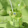 Kawaii Wasserflasche Mode Plastik Doppel Trinkwasserflasche mit Stroh Halteriemen für