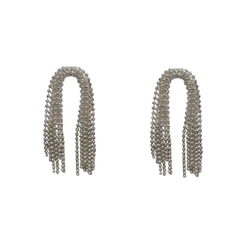 Temperament Metal Long Chain Tassel Earrings Unique Design Fashionable Earrings Light Luxury High-end Earrings