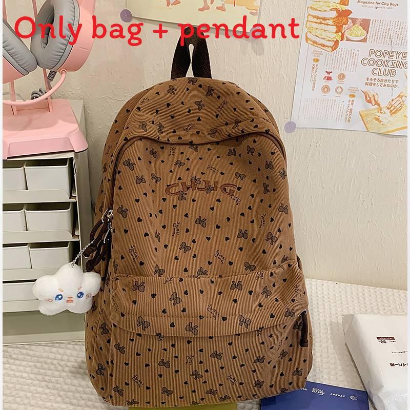 

Korean Style School Backpack With Polyester Material For Female Students Brown Letter