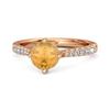 Citrine White Topaz Accent Band Ring - 925 Sterling Silver Rose Gold Vermeil