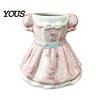 Desk Organizer Bow Dress Pencil Cup, Ceramic Organizer, Cute Makeup Stationery Brush Holder for Girls Room, Office Gift Women