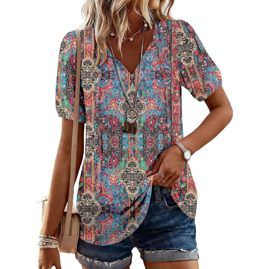 Women's Fashionable Casual Vintage Printed Top