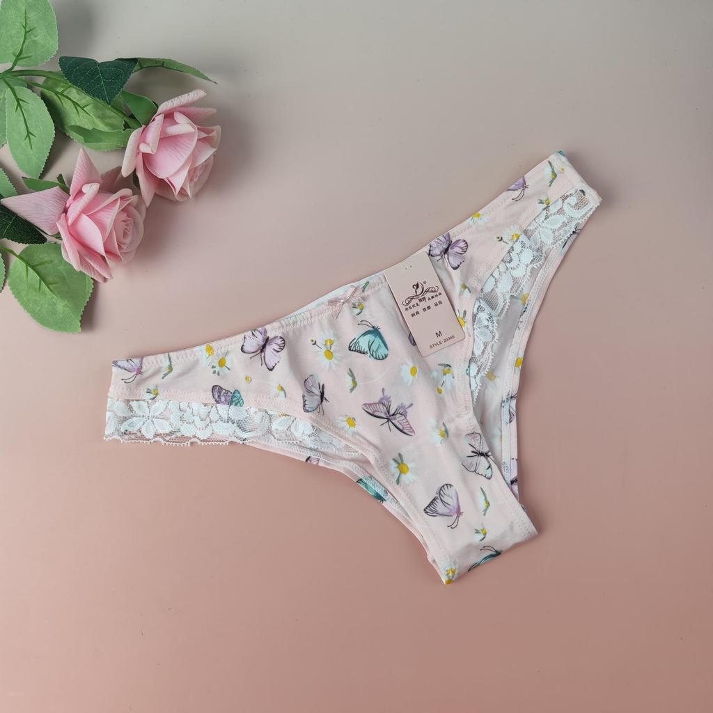 Diaochan Women's Silky Triangle Panties - Floral Lace, No Panty Lines