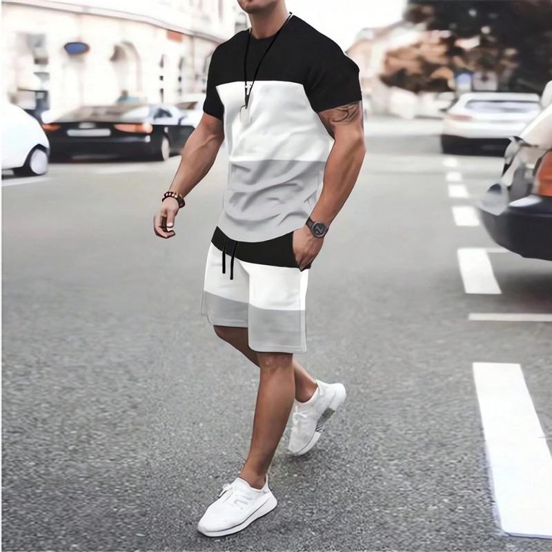 Set la modă pentru copii, îmbrăcăminte sport, set cu mâneci scurte și pantaloni scurți, casual, set tricou și pantaloni scurți, retro, cool, respirabil, set de vară din două piese