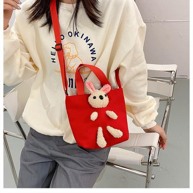 Søt Sommer Ny TikTok Viral Tegneserie Bjørn Lerretspose Jenter Skulderveske Crossbody Veske Trendy