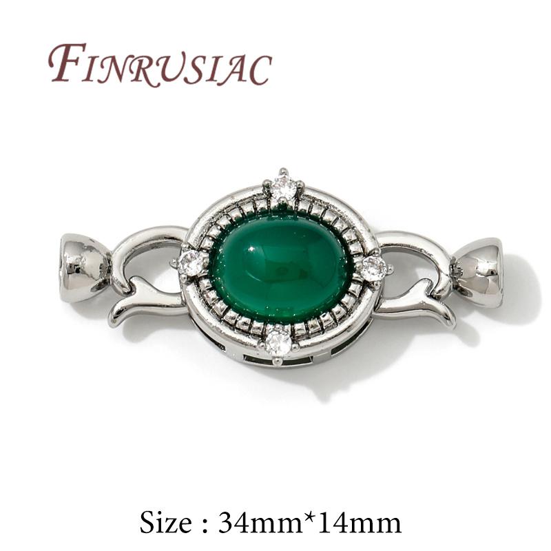 18K Real Gold Plated Inlaid Natural Stone Jewelry Clasps Fasteners For Bracelets Accessories,Locks For Jewelry,Necklace Findings