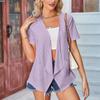 Dámské topy jednobarevné dutý krátký rukáv volný ležérní bunda kapsa cardigan