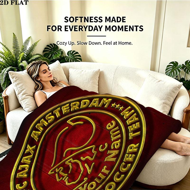 1PC AFC Ajax Custom Name Patterned Flannel Blanket Suitable For All Seasons for Home Decor Warmth and Comfort Gifts Holiday Present
