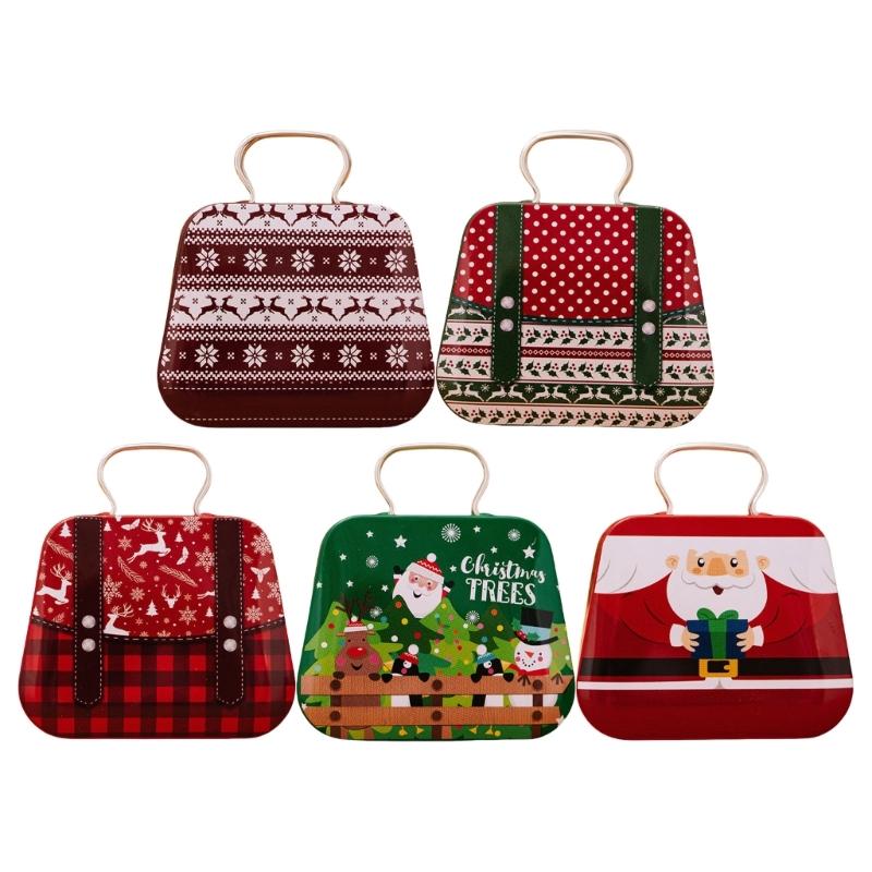 Holiday Themed Metal Carry Case Christmas Theme Tin Carry Holder for Gifts and Trinket with Convenient Handle