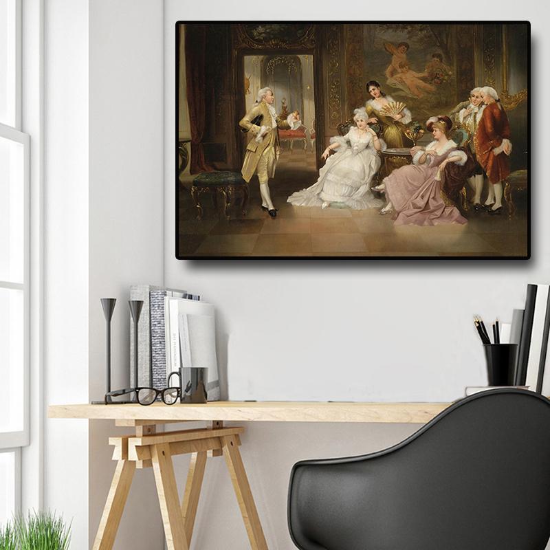 Posters e Impresiones de Pintura al Óleo de Retrato de Palacio de Fiesta Europeo Vintage Lienzo Pop Art Escandinavo Cuadro de Pared para Sala de Estar