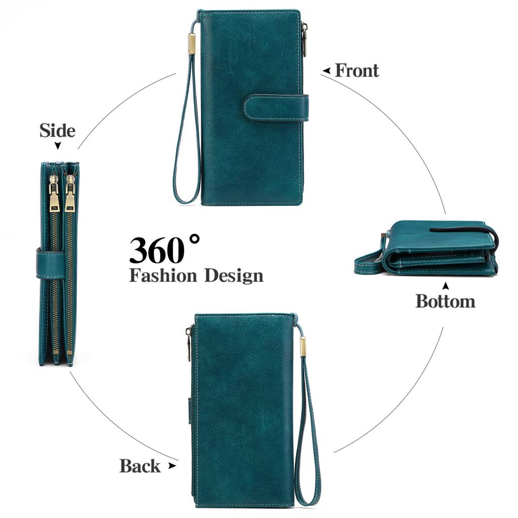 RNIEGA Women's Long Wallet, Large Capacity, Popular, Multi-functional, Coin Purse, Card Case, Anti-Skimming, Birthday Gift
