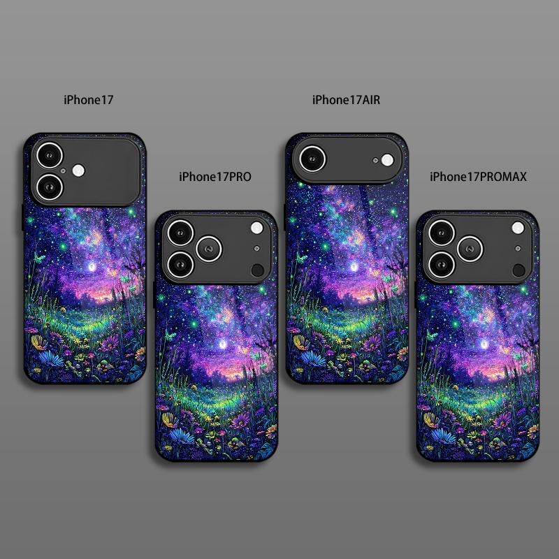 Star Cluster Pattern 2D Phone Case for iPhone 17 16 15 14 13 12 11 X XR XS Max Pro 8 Plus - Glass Protective Cover