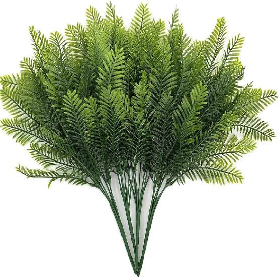 PASYOU Fake Leaves Plants for Christmas Decor, Gold Artificial Shrubs Grass Foliage Plastic Bulk Leaf Indoor Outdoor Home Garden Party Hotel Verandah