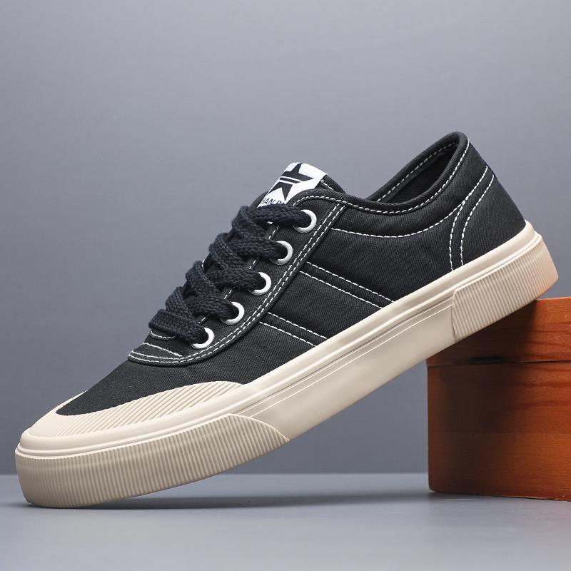 

Модная мужская парусиновая универсальная повседневная обувь, удобная для отдыха, обувь для работы для ленивых людей, уличная противоскользящая повседневная спортивная обувь 2025 SS25820 38 чёрный