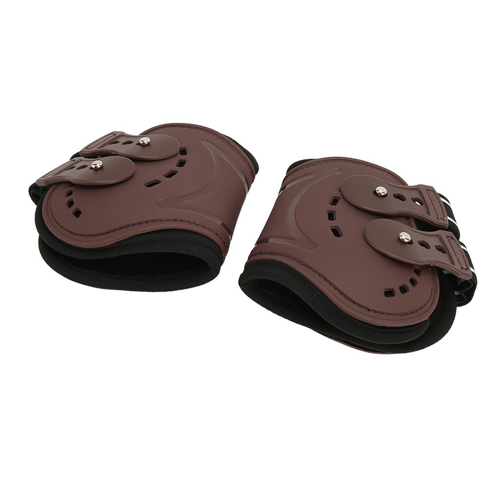 Horse Fetlock Boots Breathable Impact Absorbing Air Perforated Horse Hind Legs Boots for Fetlock Injury Protection Brown