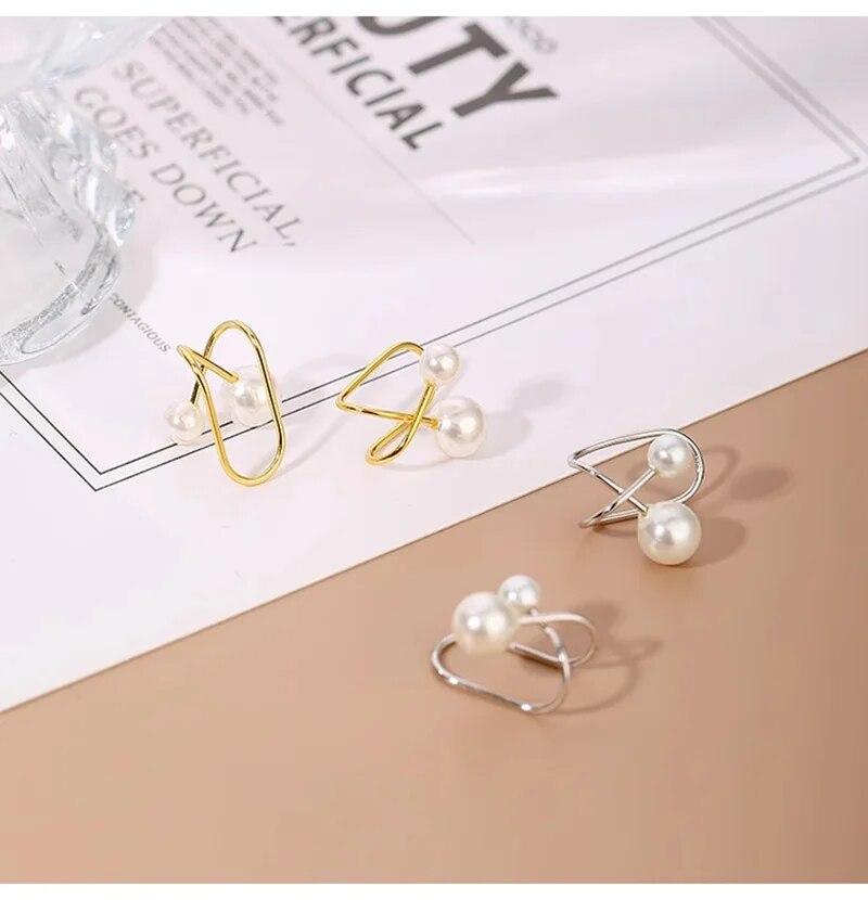 2 STÜCKE Perlenohrclips für Frauen Französisches Temperament Clip Ohrringe Kein Piecing Schmuck Weibliche Party Accessoires Mädchen Geschenke