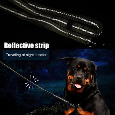 Hochleistungsfähige taktische Bungee-Hundeleine, reflektierend, ohne Zug, Führseil mit Doppelgriff und Froschverschluss, Nylon-Trainingsleine für mittelgroße bis große Hunde