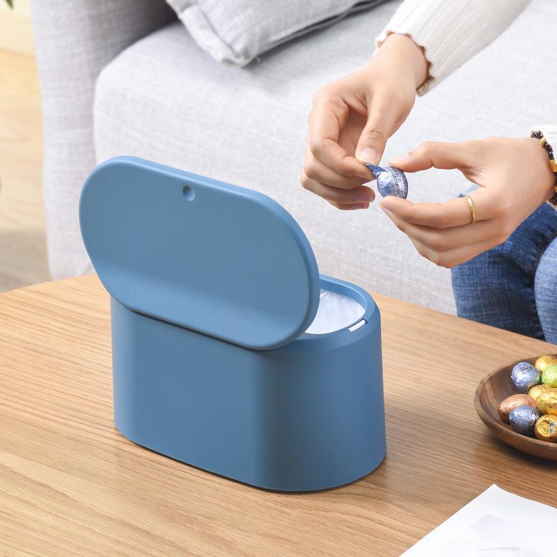 Nordic Eco-Friendly Push-Top Desktop Trash Can with Lid for Living Room
