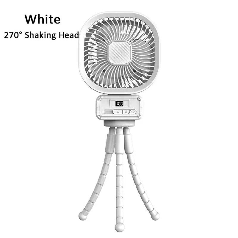 

2024 Новый 5000 мАч Octopus Fan Перезаряжаемый 270° Осциллирующий вентилятор Портативный охладитель воздуха с ночной подсветкой Портативный вентилятор Кондиционер us белый
