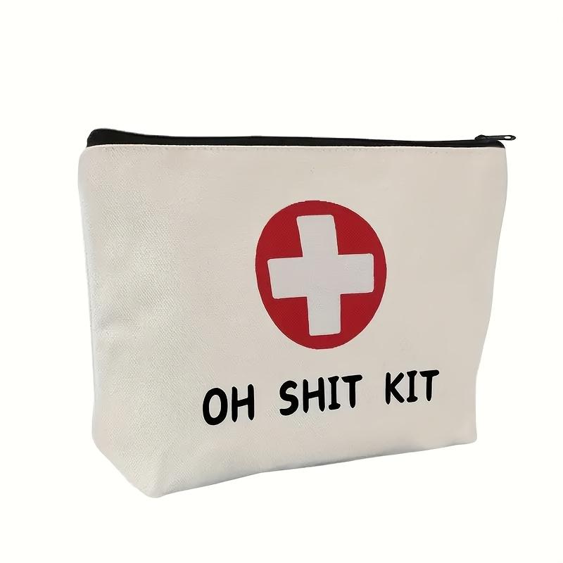 1Pc First Aid Simple Aesthetic Cosmetic Bag Durable And Stylish Zipper Portable Women'S Cosmetic Bag Suitable For Daily Use