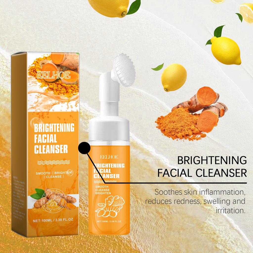 EELHOE  Turmeric Facial Cleanser Gentle Cleansing Facial Pore Skin Refreshing Oil Control Moisturizing Water Locking Cleanser