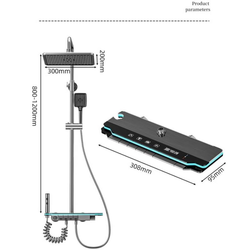 4 Functions Luxury Bathroom Shower Faucet Set Digital Temperature Display With Light Shower Hot Cold Shower Mixer Taps